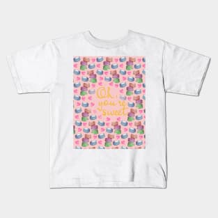 Oh Youre Sweet Macaron Dreams Watercolour Gold Kids T-Shirt